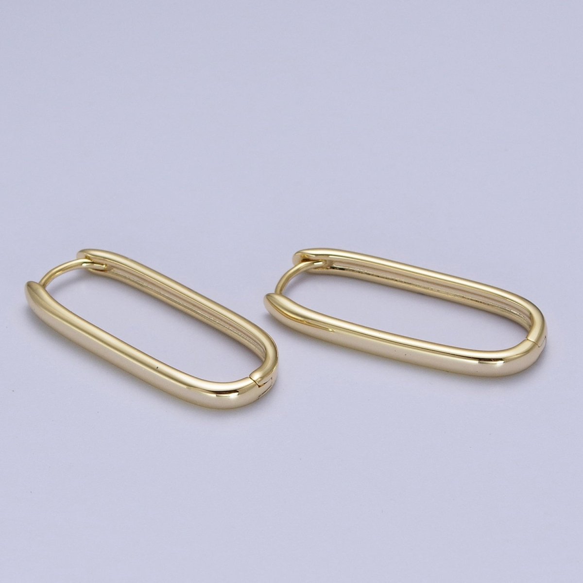 16K, 24K, 18K Gold Filled Oblong Rectangular Huggie Hoops Earring | AD-304 AD-305 AD-306