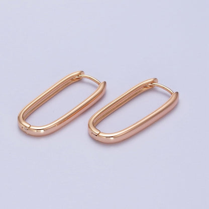 16K, 24K, 18K Gold Filled Oblong Rectangular Huggie Hoops Earring | AD-304 AD-305 AD-306