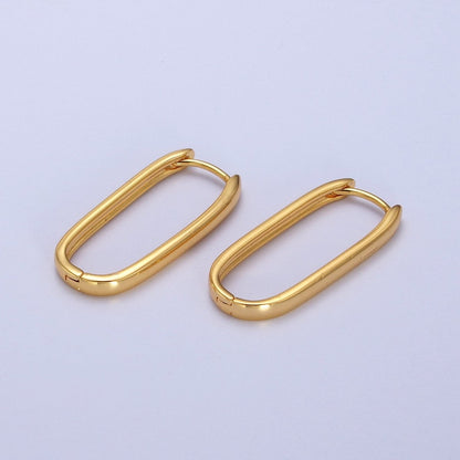 16K, 24K, 18K Gold Filled Oblong Rectangular Huggie Hoops Earring | AD-304 AD-305 AD-306
