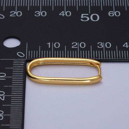 16K, 24K, 18K Gold Filled Oblong Rectangular Huggie Hoops Earring | AD-304 AD-305 AD-306