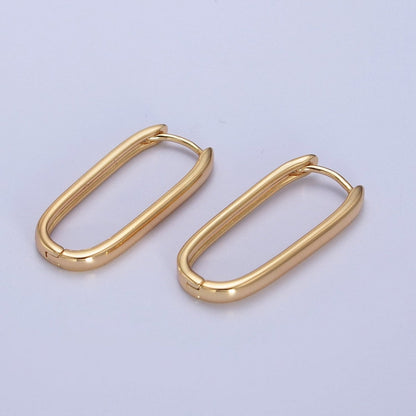 16K, 24K, 18K Gold Filled Oblong Rectangular Huggie Hoops Earring | AD-304 AD-305 AD-306