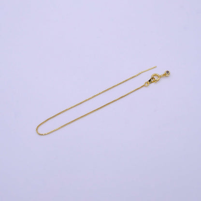 16K Gold Filled 0.8mm Adjustable Box Chain 7 Inch, 8 Inch Slider Bracelet | Z359 Z360