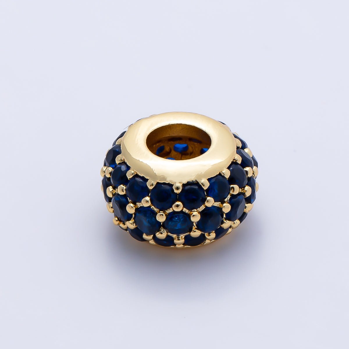 16K Gold Filled 10.5mm Micro Paved CZ Chubby Rondelle Bead | Beads-00387 ~ Beads-00398