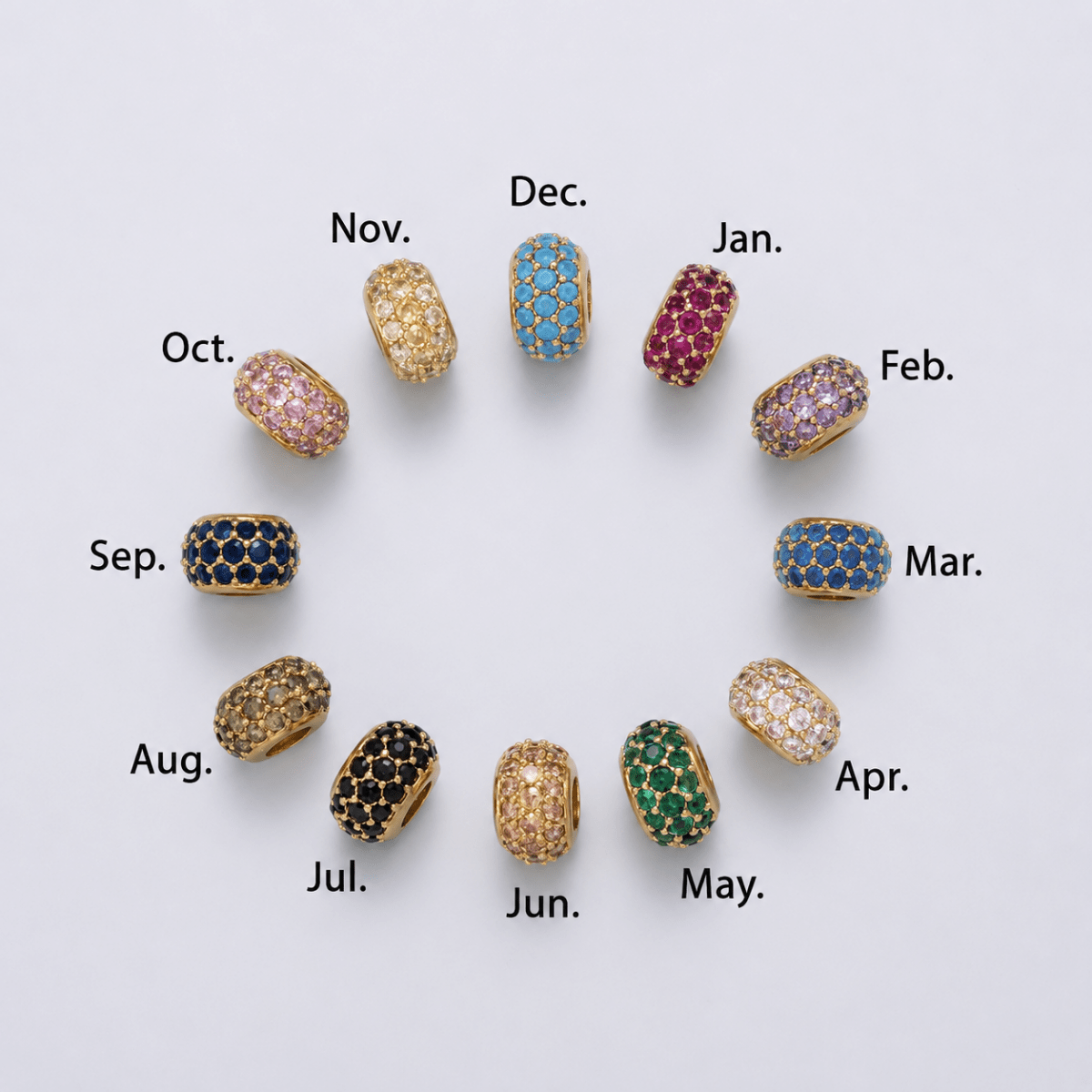 16K Gold Filled 10.5mm Micro Paved CZ Chubby Rondelle Bead | Beads-00387 ~ Beads-00398