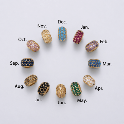 16K Gold Filled 10.5mm Micro Paved CZ Chubby Rondelle Bead | Beads-00387 ~ Beads-00398