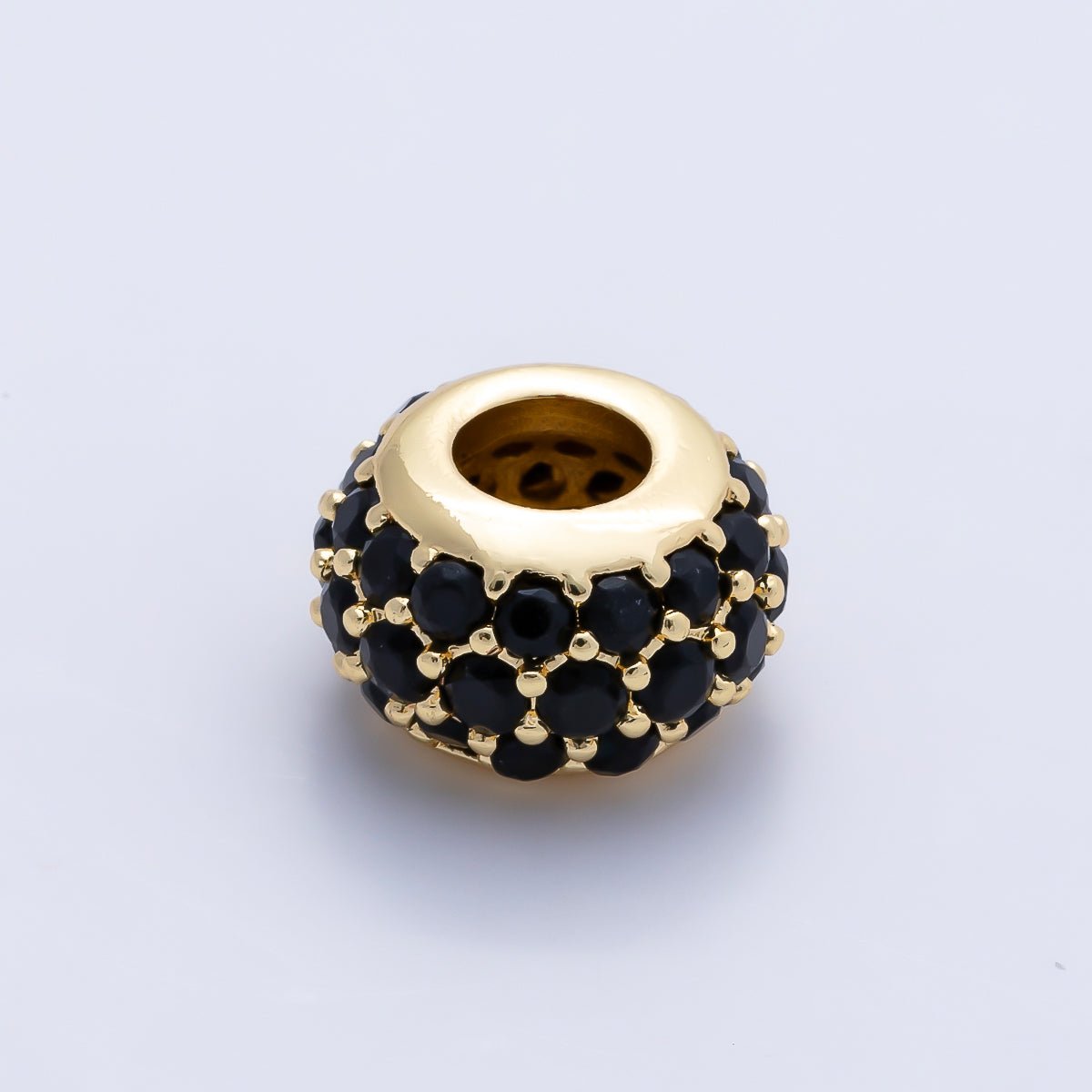 16K Gold Filled 10.5mm Micro Paved CZ Chubby Rondelle Bead | Beads-00387 ~ Beads-00398