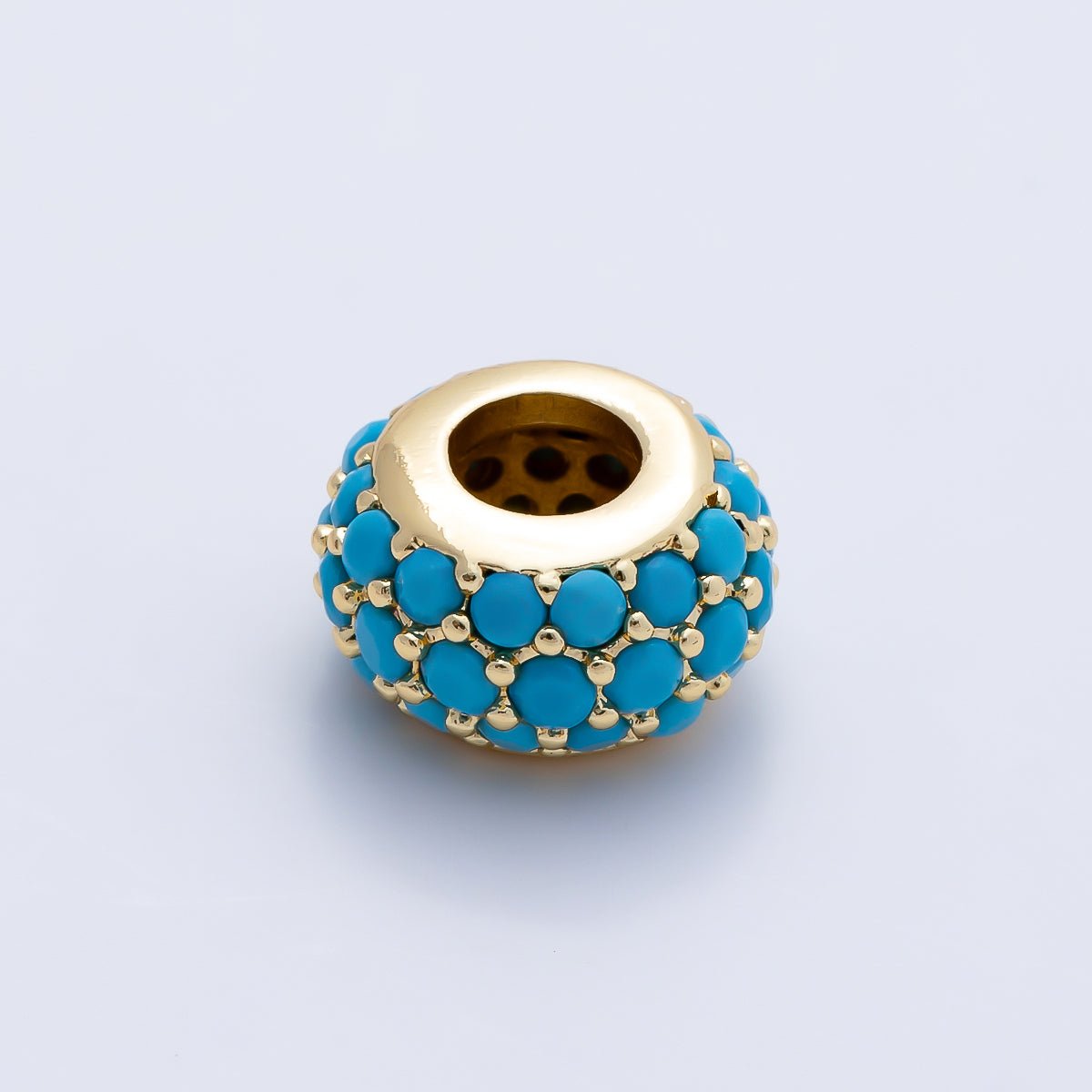 16K Gold Filled 10.5mm Micro Paved CZ Chubby Rondelle Bead | Beads-00387 ~ Beads-00398