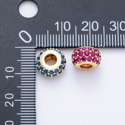 16K Gold Filled 10.5mm Micro Paved CZ Chubby Rondelle Bead | Beads-00387 ~ Beads-00398