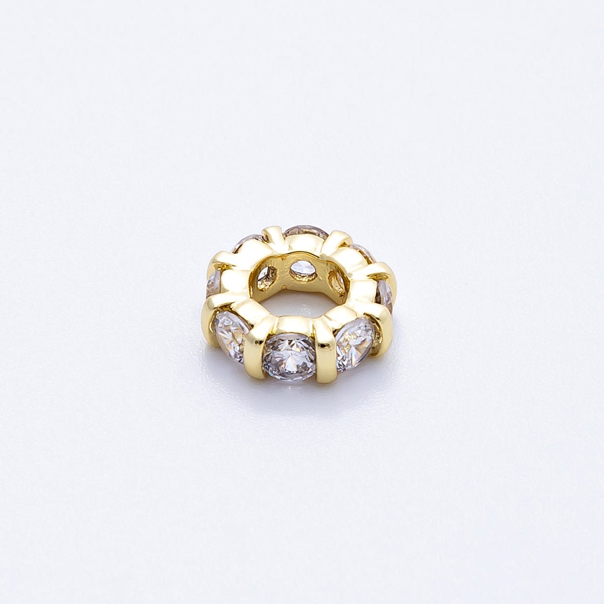 16K Gold Filled 10.5mm Personalized Birthstone Micro Paved Round CZ Rondelle Spacer Set | Beads-00113 - Beads-00124