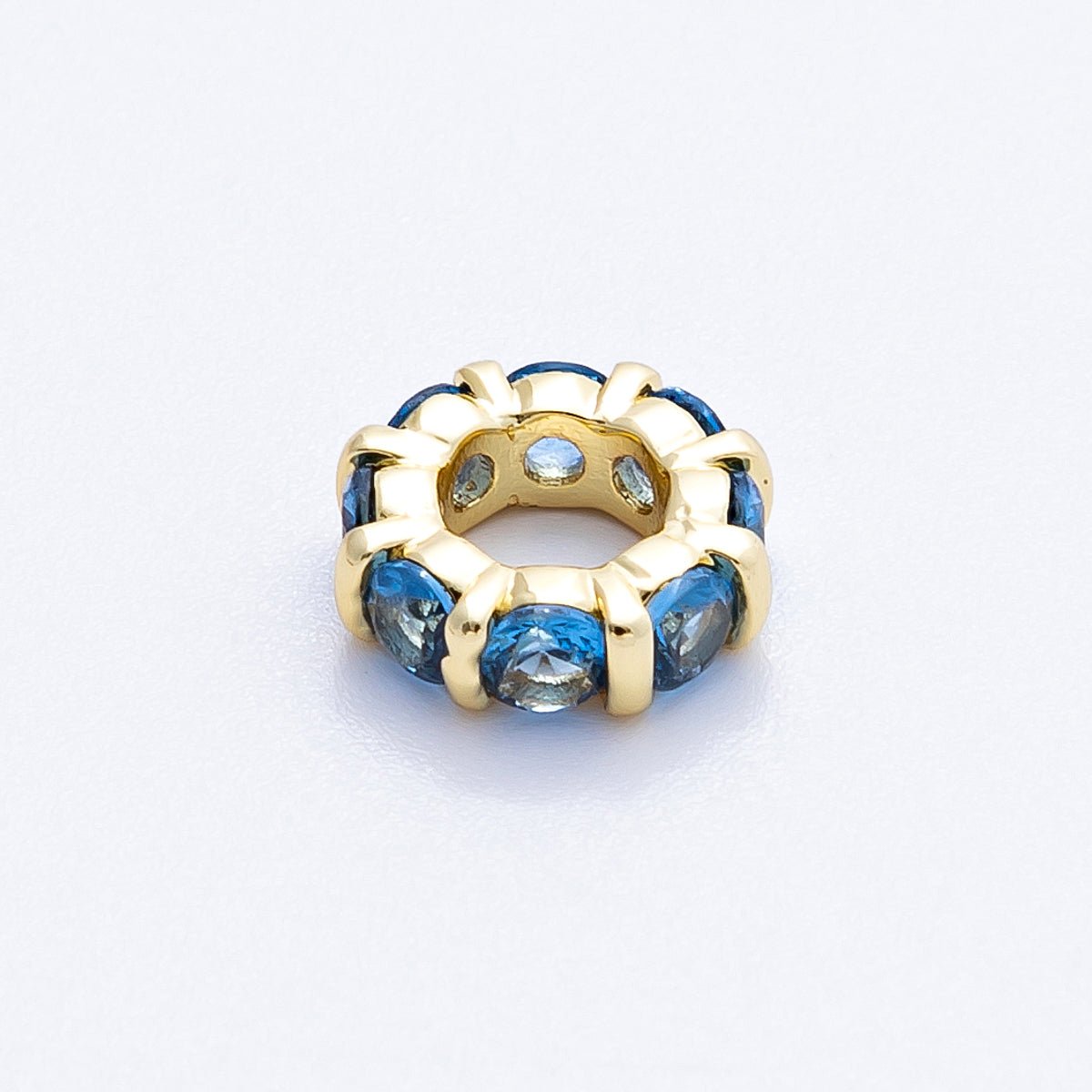 16K Gold Filled 10.5mm Personalized Birthstone Micro Paved Round CZ Rondelle Spacer Set | Beads-00113 - Beads-00124