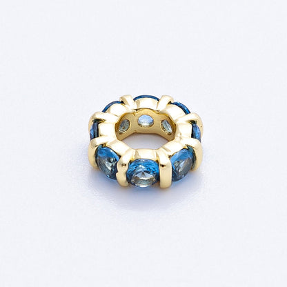 16K Gold Filled 10.5mm Personalized Birthstone Micro Paved Round CZ Rondelle Spacer Set | Beads-00113 - Beads-00124