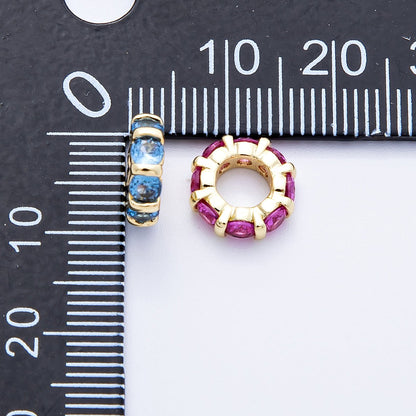 16K Gold Filled 10.5mm Personalized Birthstone Micro Paved Round CZ Rondelle Spacer Set | Beads-00113 - Beads-00124