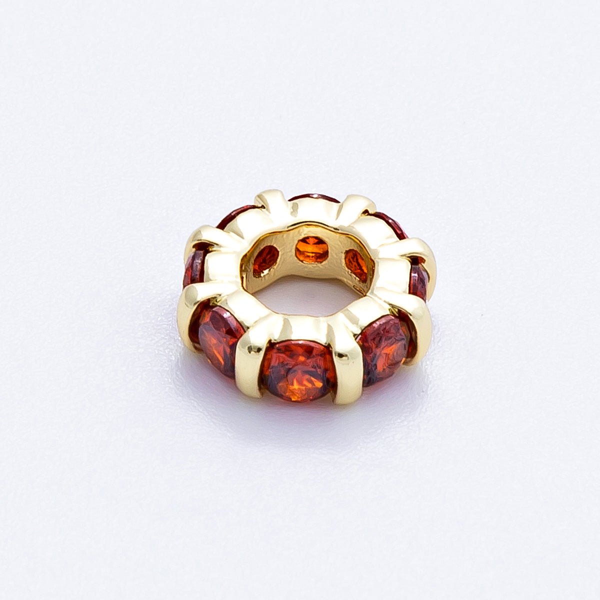 16K Gold Filled 10.5mm Personalized Birthstone Micro Paved Round CZ Rondelle Spacer Set | Beads-00113 - Beads-00124