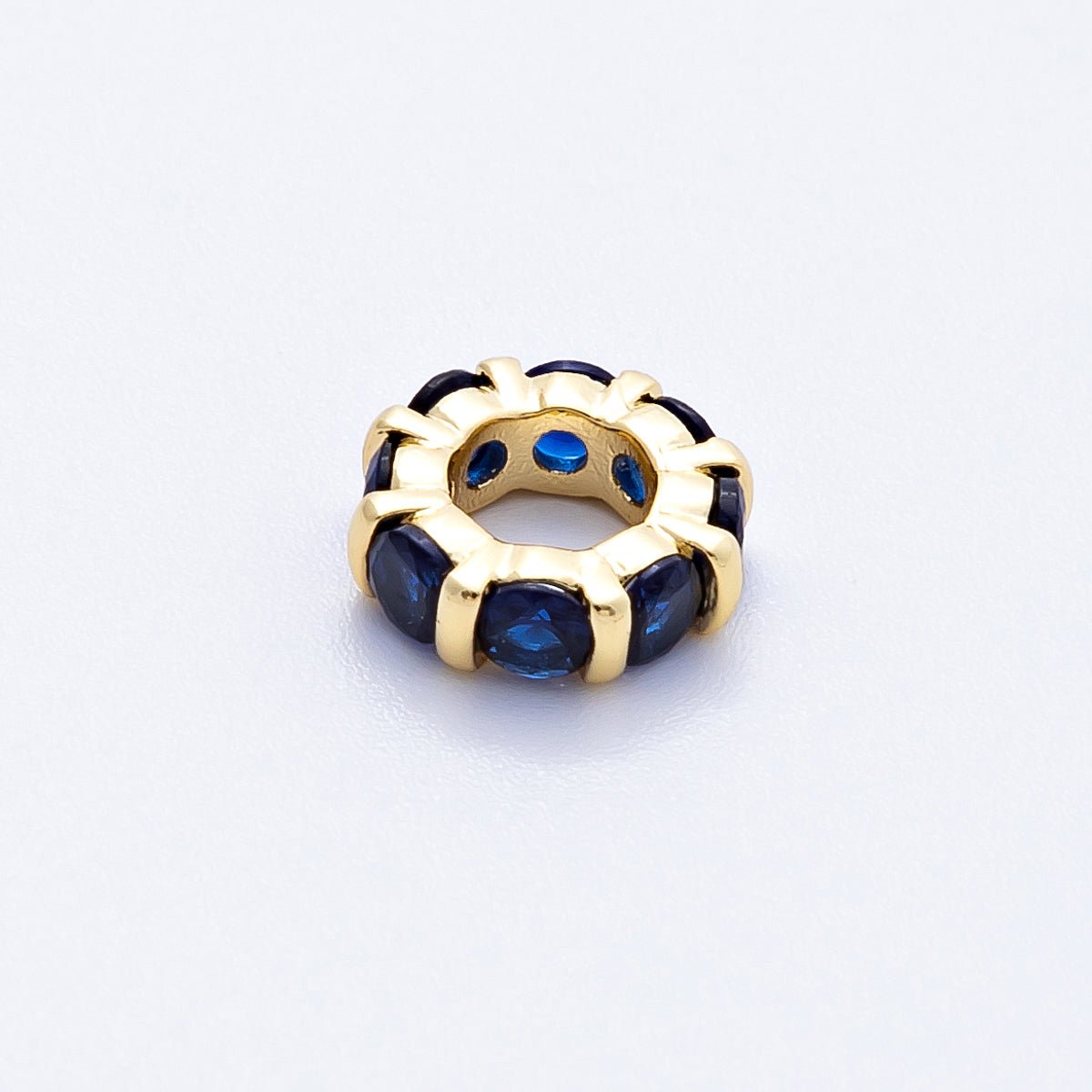 16K Gold Filled 10.5mm Personalized Birthstone Micro Paved Round CZ Rondelle Spacer Set | Beads-00113 - Beads-00124