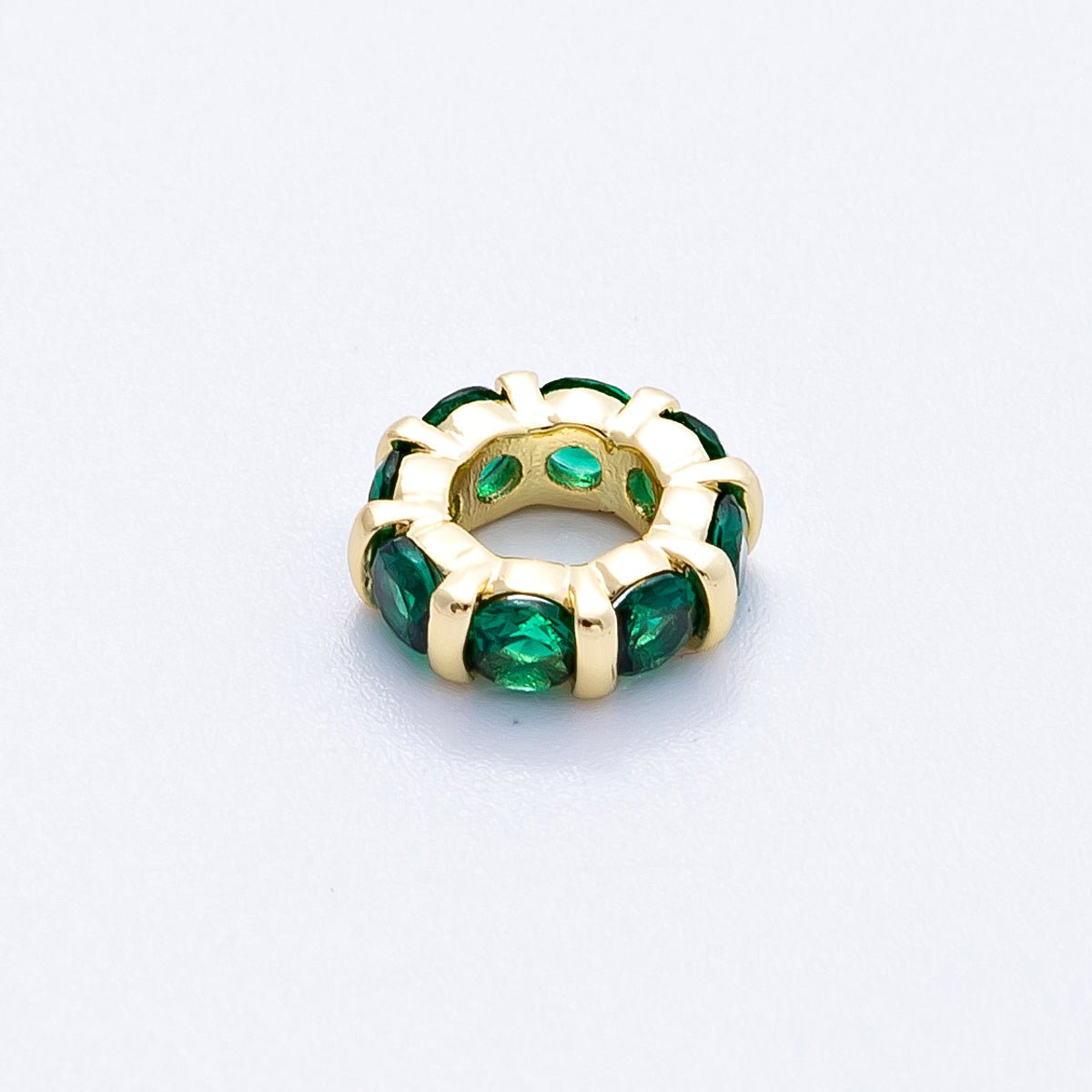 16K Gold Filled 10.5mm Personalized Birthstone Micro Paved Round CZ Rondelle Spacer Set | Beads-00113 - Beads-00124