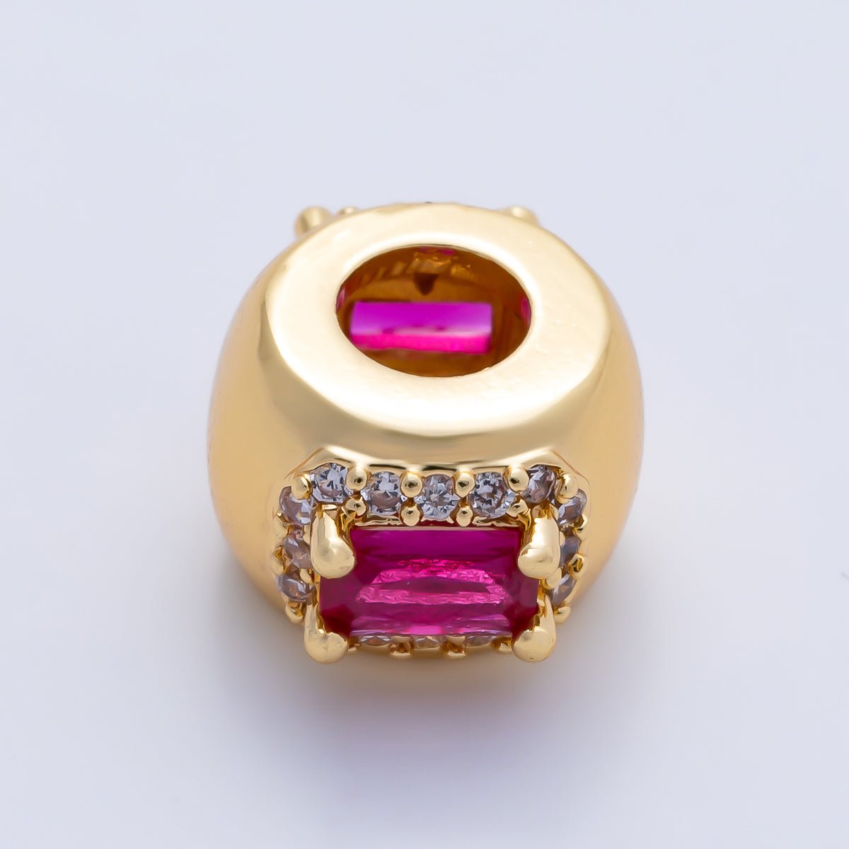 16K Gold Filled 10mm Birthstone Baguette Micro Paved CZ Chubby Rondelle Bead | Beads-00363 ~ Beads-00374