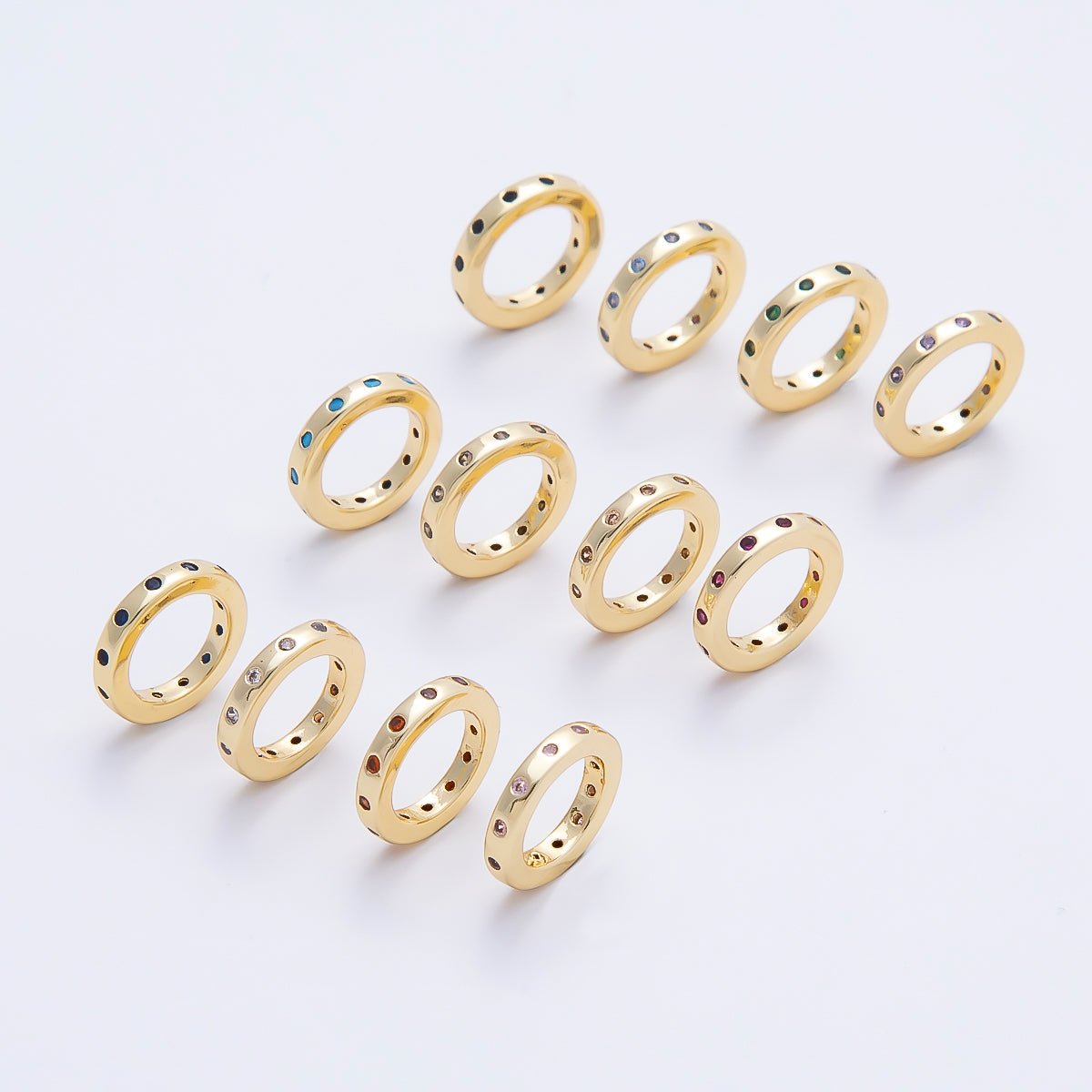16K Gold Filled 10mm Birthstone CZ Dotted Spacer Beads | Beads-00339 ~ Beads-00348