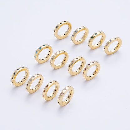16K Gold Filled 10mm Birthstone CZ Dotted Spacer Beads | Beads-00339 ~ Beads-00348