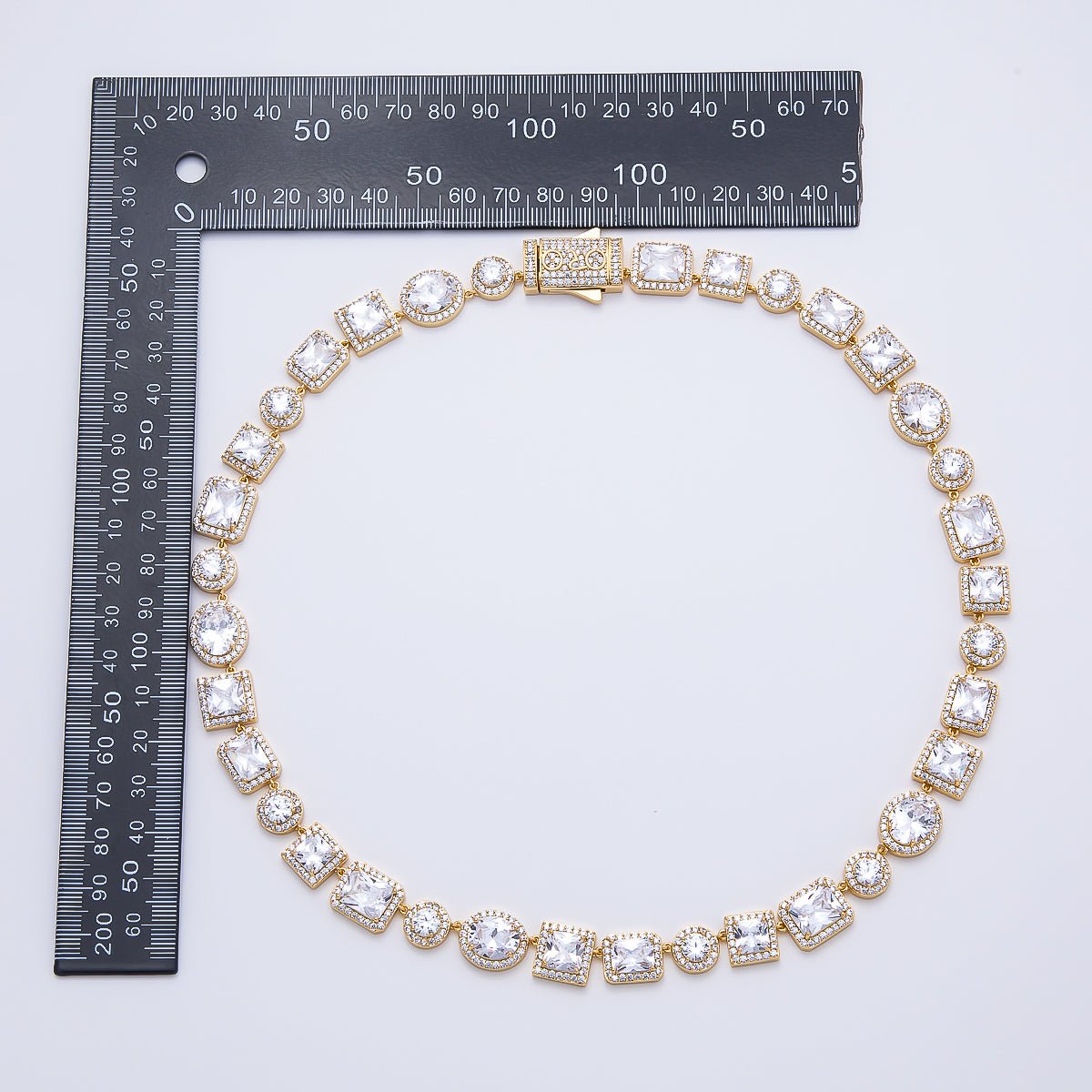 16K Gold Filled 10mm Clear Baguette Micro Paved CZ Tennis Chain 20.5 Inch Necklace | WA-04682