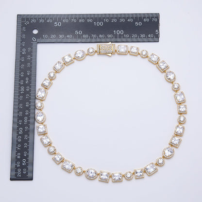 16K Gold Filled 10mm Clear Baguette Micro Paved CZ Tennis Chain 20.5 Inch Necklace | WA-04682