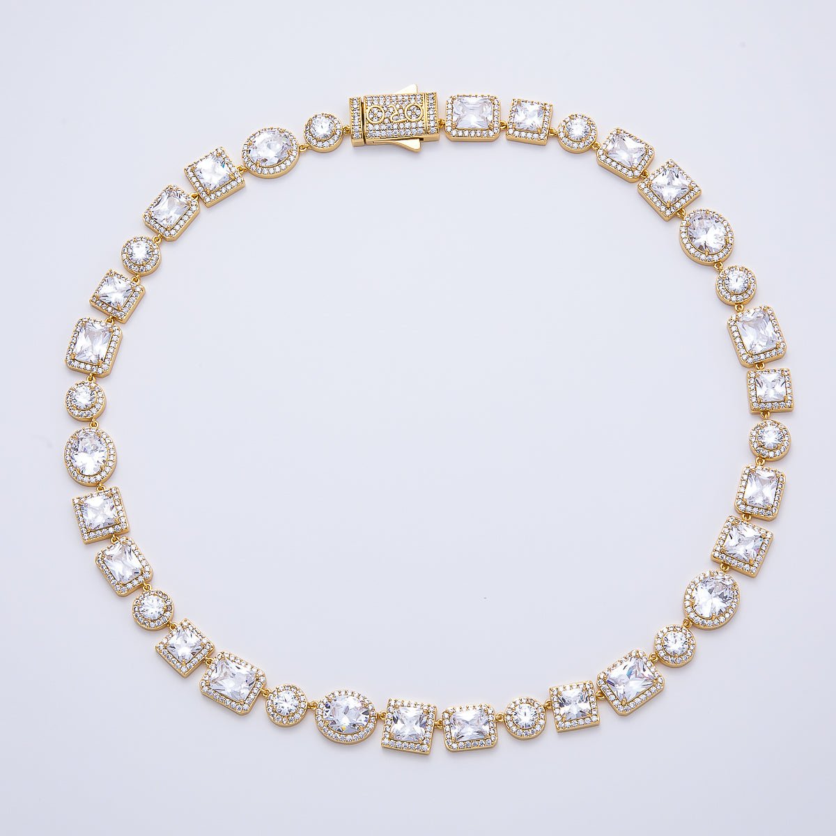 16K Gold Filled 10mm Clear Baguette Micro Paved CZ Tennis Chain 20.5 Inch Necklace | WA-04682