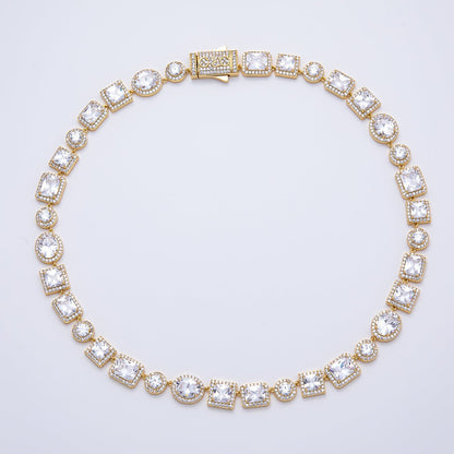 16K Gold Filled 10mm Clear Baguette Micro Paved CZ Tennis Chain 20.5 Inch Necklace | WA-04682