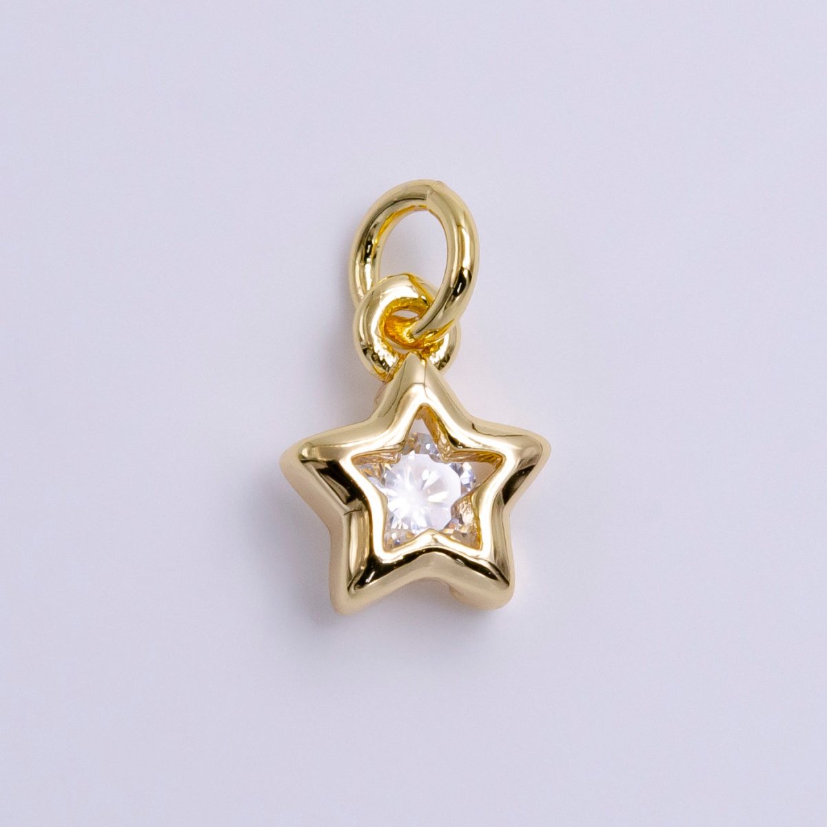 16K Gold Filled 10mm Clear CZ Celestial Star Bezel Add-On Charm | AC1461
