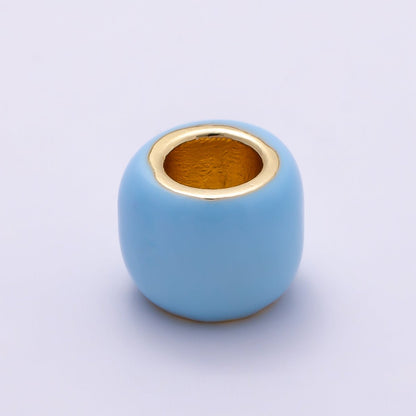 16K Gold Filled 10mm Colorful Enamel Large Hole Wide Rondelle Spacer Beads | Beads-00302 ~ Beads-00312