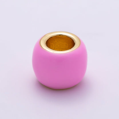 16K Gold Filled 10mm Colorful Enamel Large Hole Wide Rondelle Spacer Beads | Beads-00302 ~ Beads-00312
