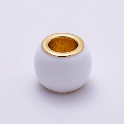 16K Gold Filled 10mm Colorful Enamel Large Hole Wide Rondelle Spacer Beads | Beads-00302 ~ Beads-00312