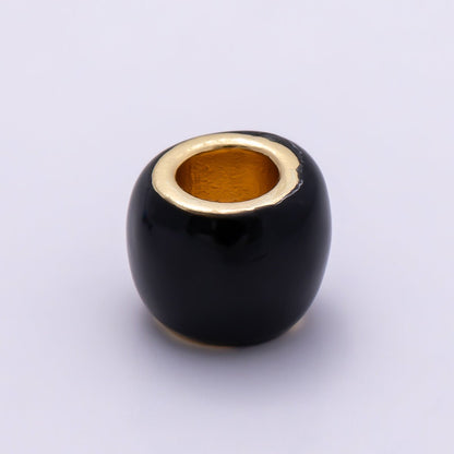 16K Gold Filled 10mm Colorful Enamel Large Hole Wide Rondelle Spacer Beads | Beads-00302 ~ Beads-00312