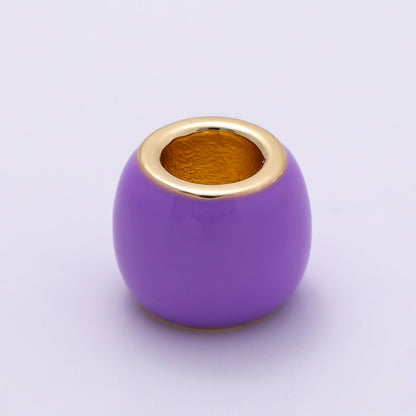 16K Gold Filled 10mm Colorful Enamel Large Hole Wide Rondelle Spacer Beads | Beads-00302 ~ Beads-00312