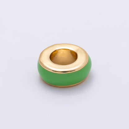 16K Gold Filled 10mm Colorful Enamel Round Flat Rondelle Spacer Beads | Beads-00313 ~ Beads-00323