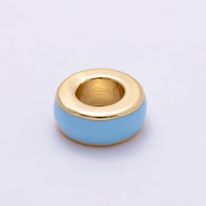 16K Gold Filled 10mm Colorful Enamel Round Flat Rondelle Spacer Beads | Beads-00313 ~ Beads-00323