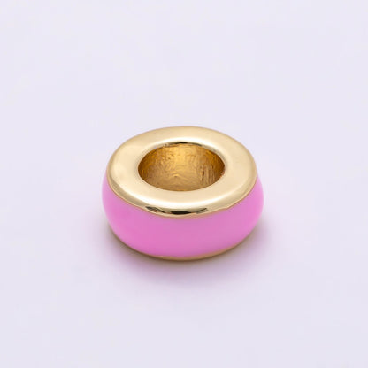 16K Gold Filled 10mm Colorful Enamel Round Flat Rondelle Spacer Beads | Beads-00313 ~ Beads-00323