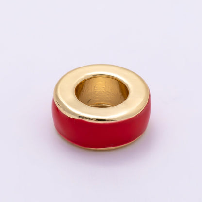 16K Gold Filled 10mm Colorful Enamel Round Flat Rondelle Spacer Beads | Beads-00313 ~ Beads-00323