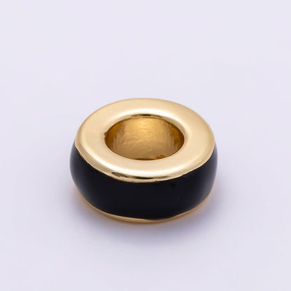 16K Gold Filled 10mm Colorful Enamel Round Flat Rondelle Spacer Beads | Beads-00313 ~ Beads-00323