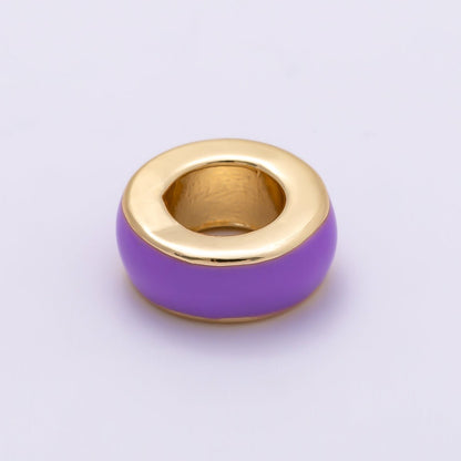 16K Gold Filled 10mm Colorful Enamel Round Flat Rondelle Spacer Beads | Beads-00313 ~ Beads-00323