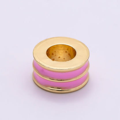16K Gold Filled 10mm Enamel Double Lined Rondelle Spacer Beads | Beads-00327 ~ Beads-00338