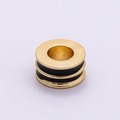 16K Gold Filled 10mm Enamel Double Lined Rondelle Spacer Beads | Beads-00327 ~ Beads-00338