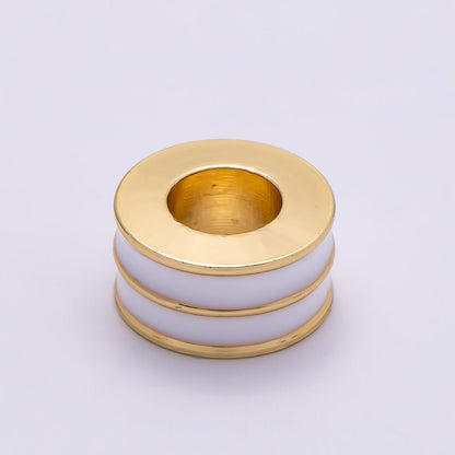 16K Gold Filled 10mm Enamel Double Lined Rondelle Spacer Beads | Beads-00327 ~ Beads-00338