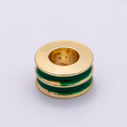 16K Gold Filled 10mm Enamel Double Lined Rondelle Spacer Beads | Beads-00327 ~ Beads-00338