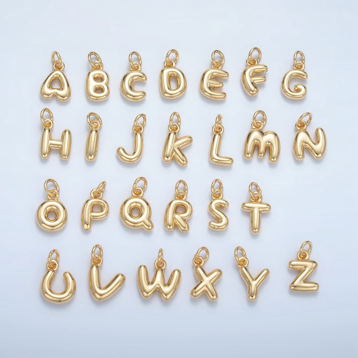 16K Gold Filled 10mm Initial Letter Chubby Balloon Mini Charm | A1591 - A1603