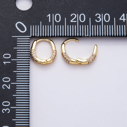 16K Gold Filled 10mm Micro Paved CZ Oval Cartilage Huggie Earrings | Earrings-00378