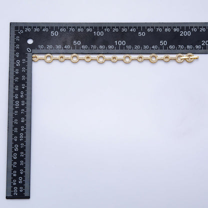 16K Gold Filled 10mm Micro Paved CZ Rolo Chain 7 Inch Adjustable Bracelet | WA-04046