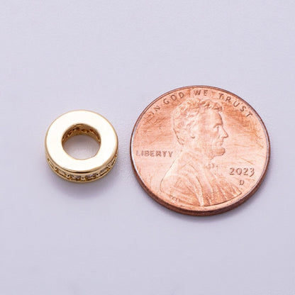 16K Gold Filled 10mm Micro Paved CZ Round Mini Spacer Rondelle in Gold &amp; Silver | Beads-00241 Beads-00242