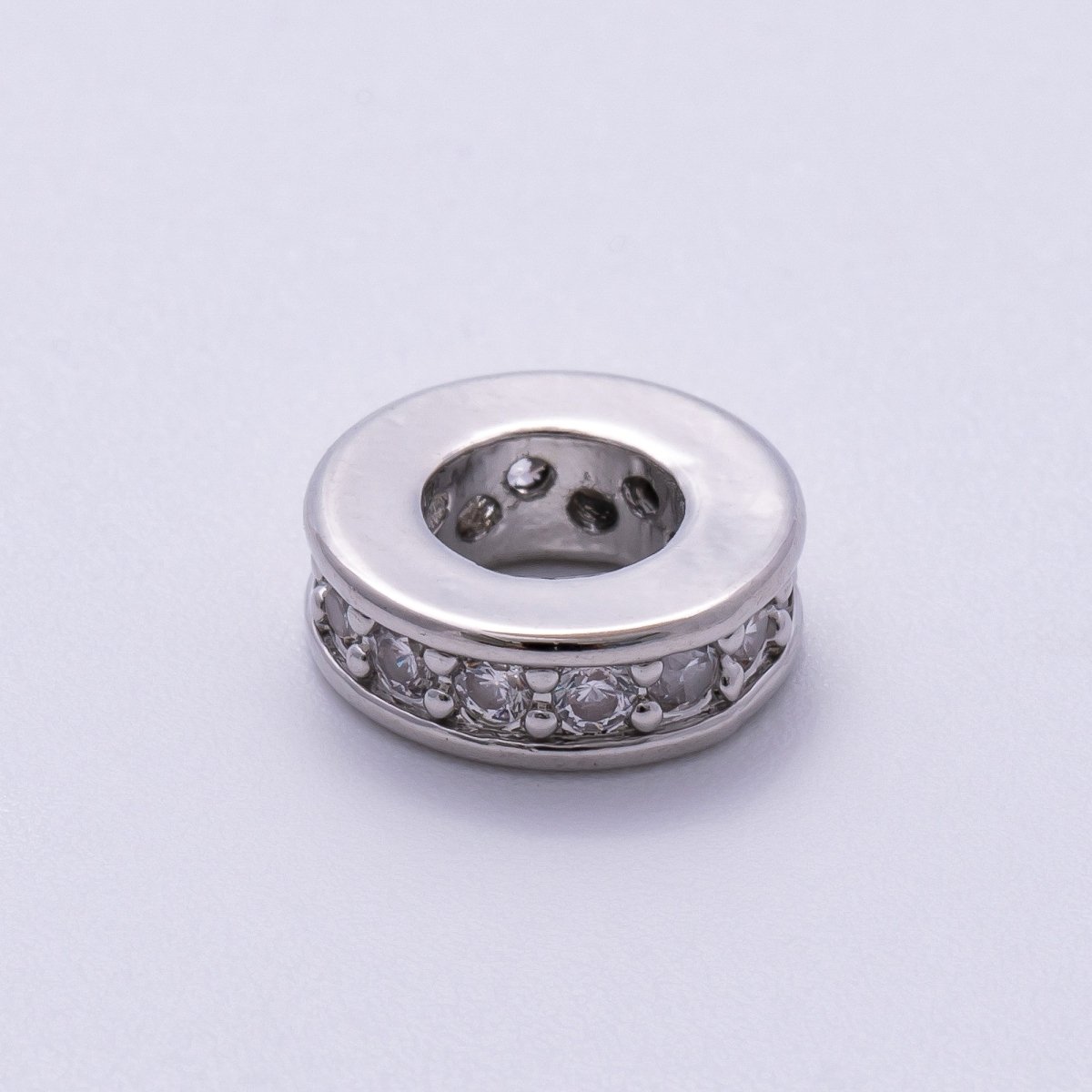 16K Gold Filled 10mm Micro Paved CZ Round Mini Spacer Rondelle in Gold &amp; Silver | Beads-00241 Beads-00242