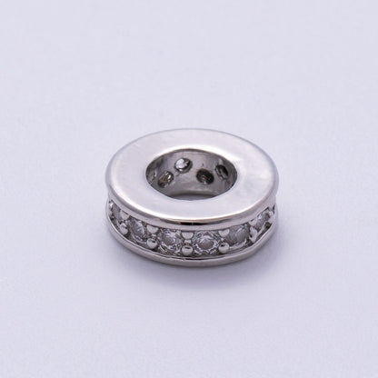 16K Gold Filled 10mm Micro Paved CZ Round Mini Spacer Rondelle in Gold &amp; Silver | Beads-00241 Beads-00242
