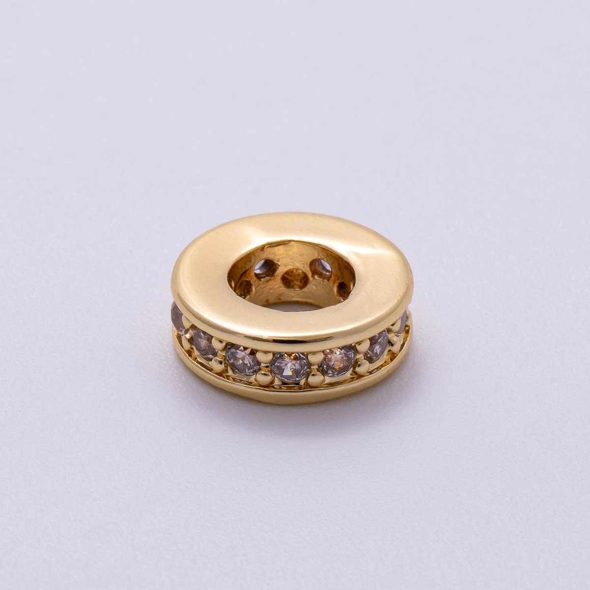 16K Gold Filled 10mm Micro Paved CZ Round Mini Spacer Rondelle in Gold &amp; Silver | Beads-00241 Beads-00242