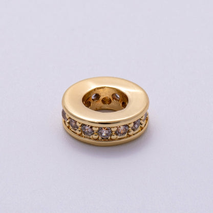 16K Gold Filled 10mm Micro Paved CZ Round Mini Spacer Rondelle in Gold &amp; Silver | Beads-00241 Beads-00242